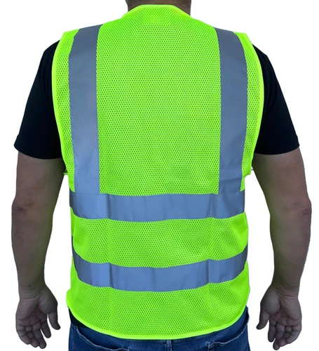 Crew All Mesh Yellow  High Visibility Safety Vest With 2 Pockets image 4