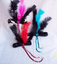 FLAPPER SEQUENCE HEADBAND-BLUE-RED-OR PINK FEATHERS ROARING-20s-GATSBY COSTUME
