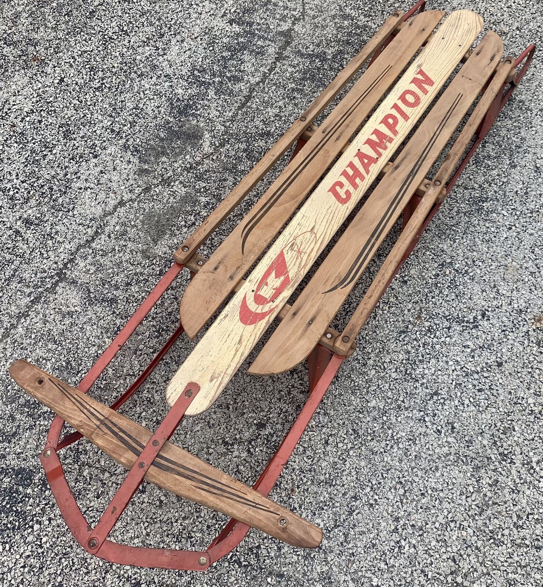 【新品未開封】Summer End Tobogganing Record Vintage K Champion Ice Sled Snow Toboggan Rare Sleigh Type - GREAT