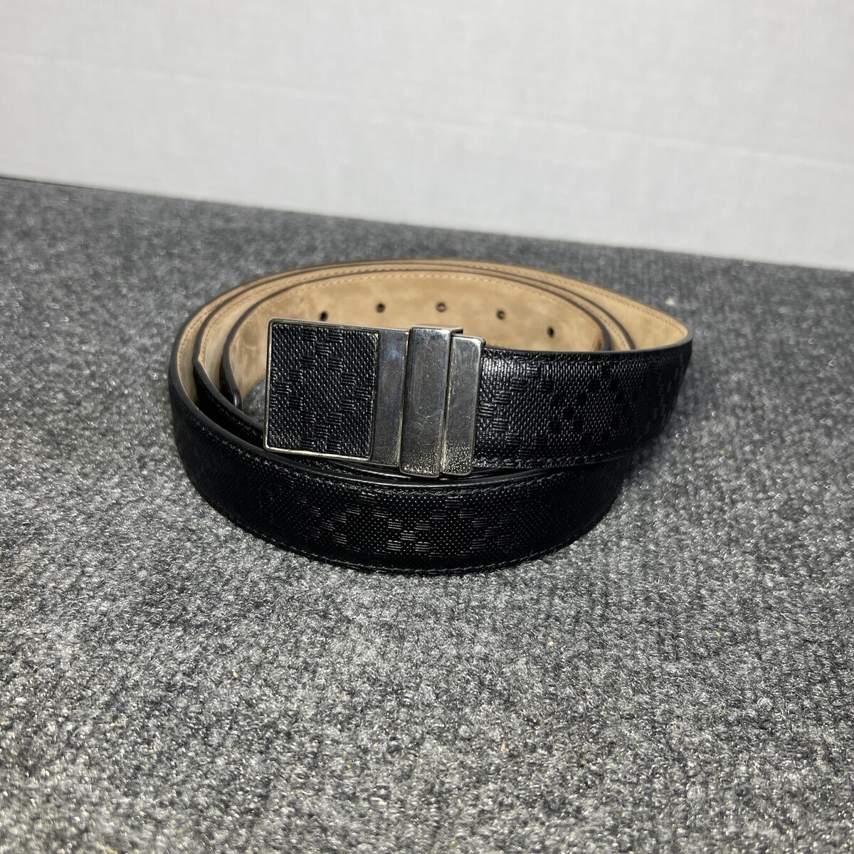 GUCCI belt leather Black plain men's 309250 AIZON 120/48 GUCCI belt leather Black plain men's 309250 AIZON 120/48