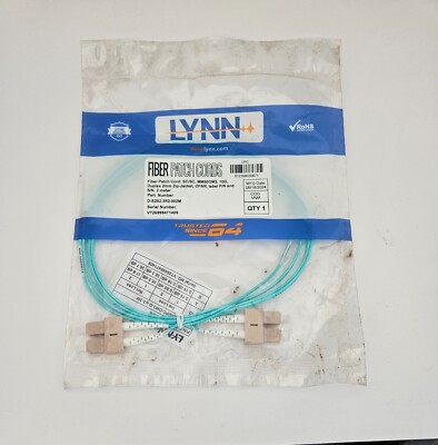 Lynn Fiber Patch Cord - 2 Meter OM4 Patch Cable Duplex LC to LC 2m