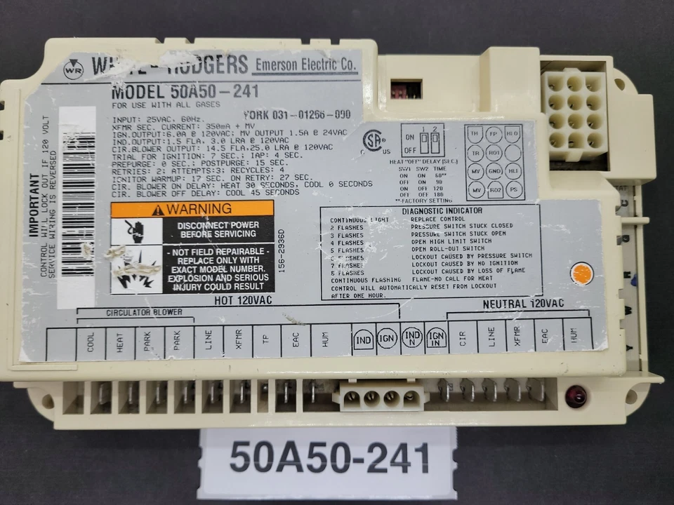 50A50-241 Furnace control board 031-01266 York White Rodgers - Image 2 of 2