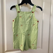 K&L Embroidered Hammer Wrench Tools Green Gingham Shortalls Romper Boys Size 3