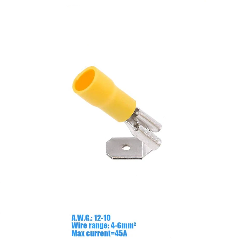 50pcs 12-10AWG Piggy Back Spade Terminals 6.3mm Insulated Crimp Connectors - Image 3 of 4
