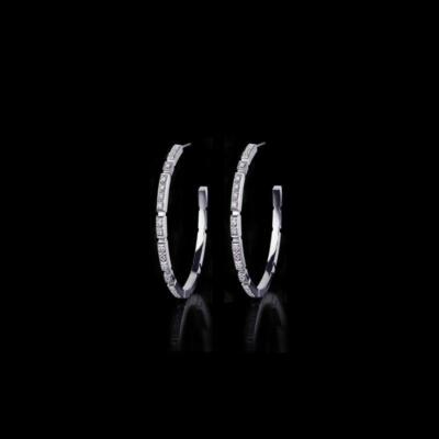 1ct Round Lab-Created Moissanite Light Half Hoop Earrings 14k White Gold Plated