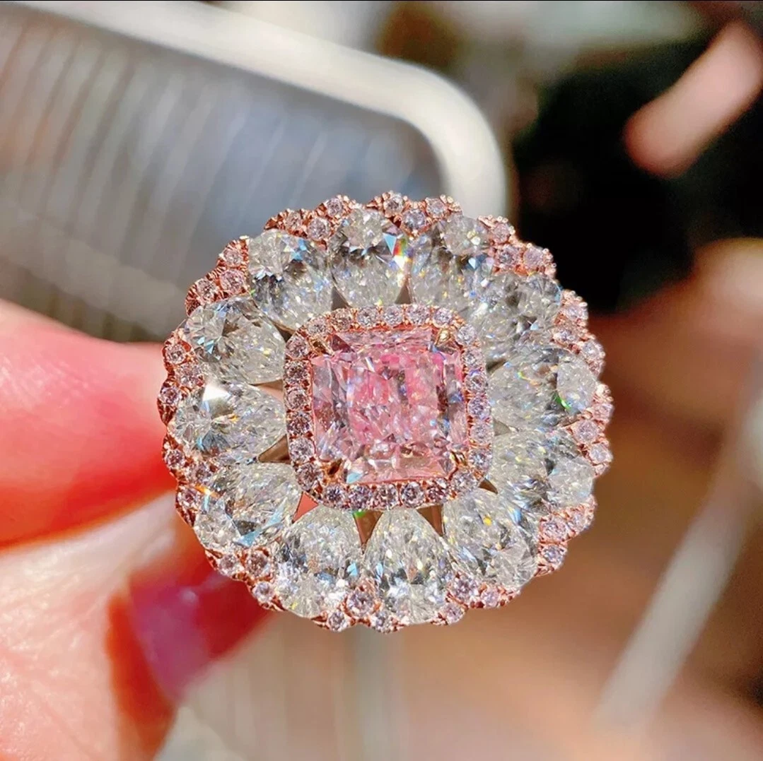 Dubai Ring Turkish ring Rose Gold Square cut Zircon ring, CZ ring