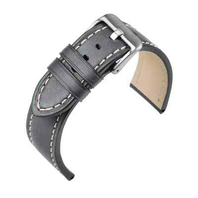 Uhrenarmband Klassisch Rindsleder Grau von Eulit - 18, 20, 22, 24 mm