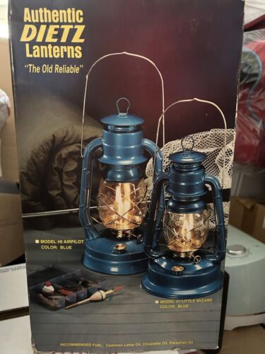 Lanterne authentique ouragan « The Old Reliable » par Dietz dans sa boîte NEUF bleu - Photo 1/8