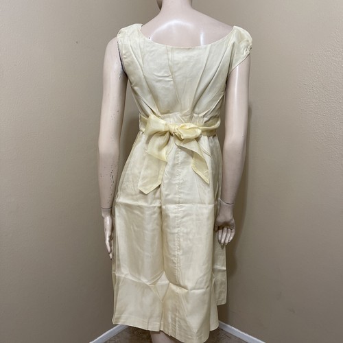 Women’s Ivory Silk Casual Pleated Flower Application Layered Midi Size L Dress - Picture 15 of 19