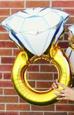 43''  Huge Diamond Engagement Ring Balloon Wedding Bridal Bachelorette Gold Foil