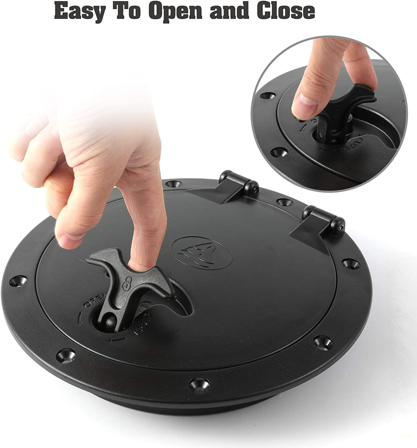 2 PCS 6'' Black Deck Plate Kit Deck Hatch with Storage Bag for Fishing Kayak Boa