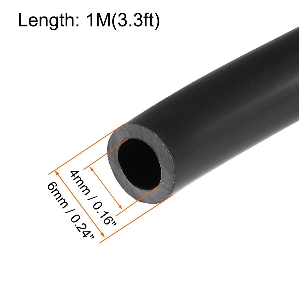 Uxcell 1/2" ID Fuel Line Hose - 3/4" OD, 3.3ft Oil Tubing For Small Engines, Black