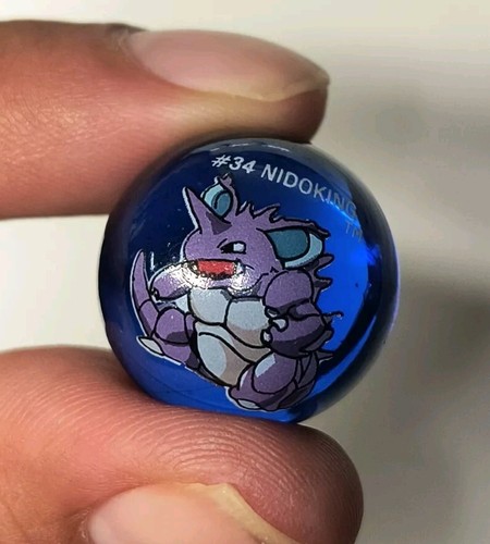 Vintage Rare 90s #34 Nidoking Official Collectible Toy Round Blue htf Marble - 第 2/3 張圖片
