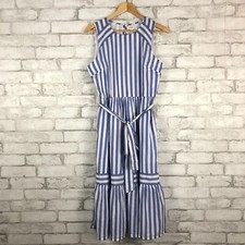 J.Crew NEW Women's Blue White Striped High Neck Sleeveless Midi Dress sz 6 BY535