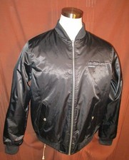 MEMBERS ONLY Men's Full-Zip Liner Bomber Jacket, Black, Polyester, Size XL, EUC