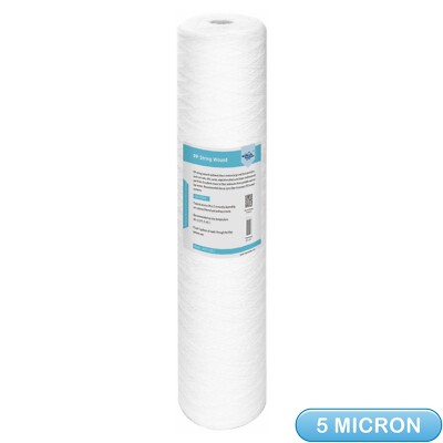 5 Micron 20'' x 4.5'' Whole House String Wound Sediment Water Filter for Big Blue