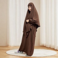 2pcs Ramadan Prayer Dress Muslim Women Khimar Long Hijab Kaftan Niqab Burqa Robe