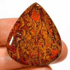 100 Natural Seam Agate Pear Shape Cabochon Gemstone 52 Ct. 33X30X6 mm EE-53639