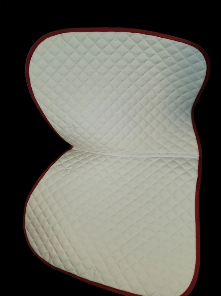 Almohadilla de sillín Roma AP tamaño completo blanca con adornos rojos Foto 3 de 4