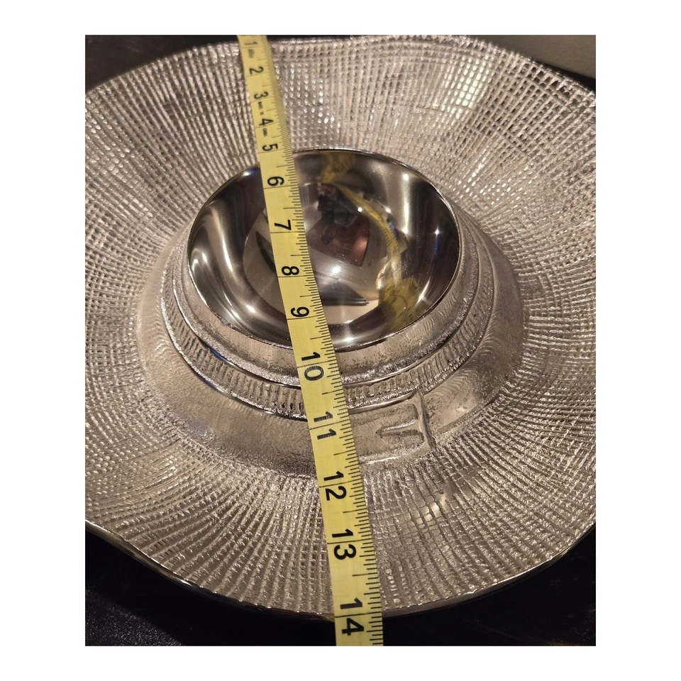 Halloween Grande 2 Piezas Plata Metal Sólido Bruja Sombrero Chip Dip Araña Cuenco Set Foto 4 de 4