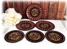 VTG 1960s MCM Tin Asian Design Plates 2 Sizes Children's Play Kitchen Toys