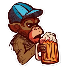 Monkey Chimp Beer - Vinyl Decal Sticker - Car Window Laptop - ebn11998
