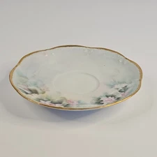 Vintage Limoges Saucer T&V Tressemann and Vogt France Floral Pink with Gold Edge