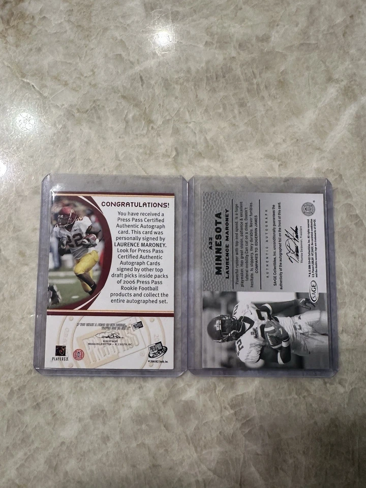 2 Lot 2006 SAGE Hit Press Pass Auto Silver Laurence Maroney #A22 Rookie RC - Image 4 of 4