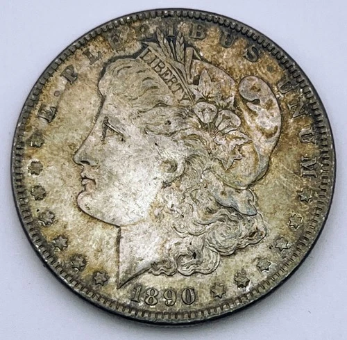 1890 Morgan Silver Dollar XF EF Still Has Luster Toned Toning Philadelphia Mint