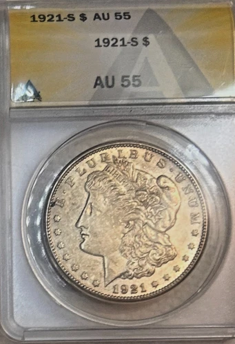 1921 S Morgan AU 55 Anacs, very nice coin , no shipping no reserve, problem free
