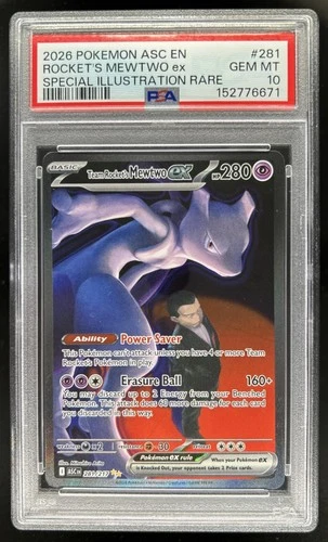 2026 Pokemon Team Rocket's Mewtwo ex Special Illustration Rare #281/217 PSA 10
