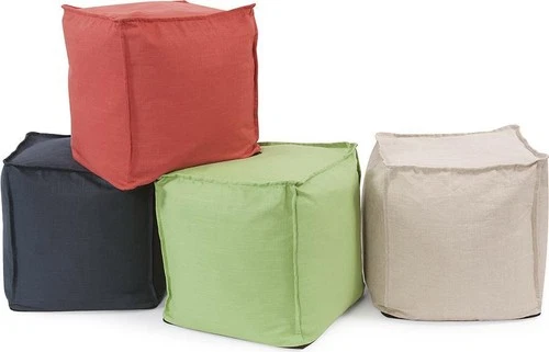 Prairie Linen Pouf Square Ottoman-Traditional Style - Picture 3 of 3