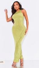 PrettyLittleThing  Green Sequin Maxi Dress  Size 8 NWT Party Evening Christmas