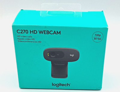 Logitech C270 HD Webcam 720p 30fps USB-A Black Built-In Mic Clip-On