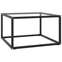 Couchtisch Schwarz Mit Hartglas 60X60X35 Cm