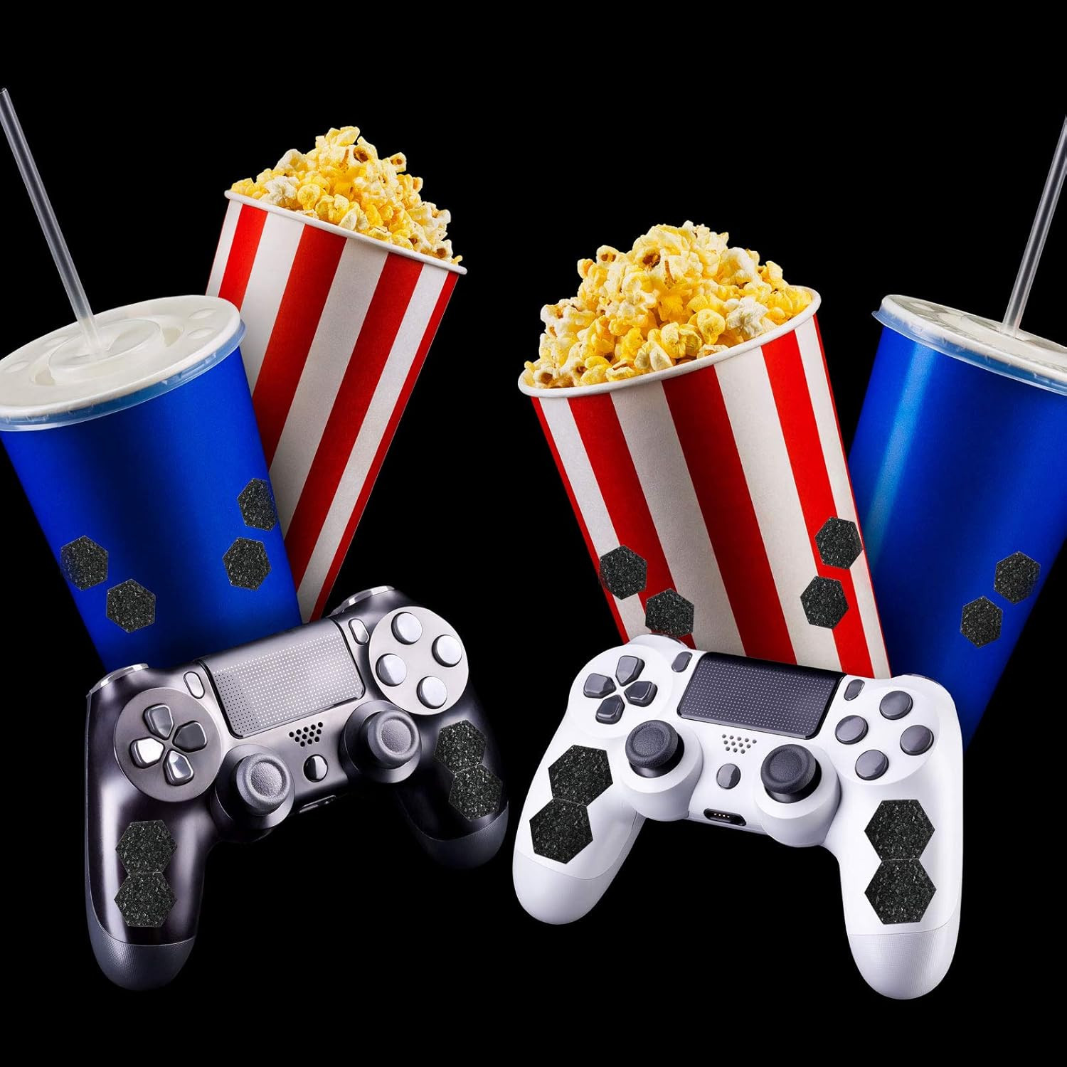 4 Sheets Black PEVA Rubber Anti-Slip Hexagonal Phone Grip Tape Stickers for Phon