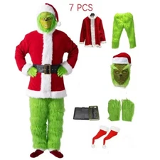 Christmas The Grinch Thickened Adult Santa Claus Complete Costume – S to XXXL