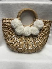 Bride Purse Bag Rattan Wicker Straw Bridal Wedding Shower Tote Honeymoon