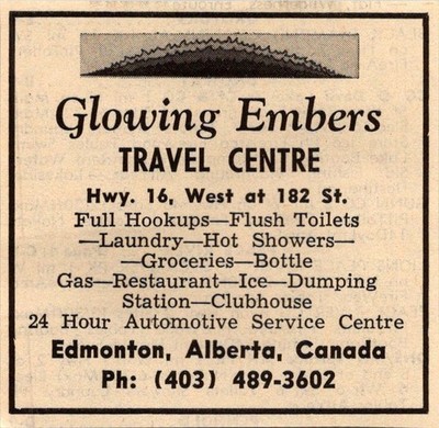 Glowing Embers Travel Centre West At 182 St Edmonton Alberta CAN 1974 Ad TAK7-S4