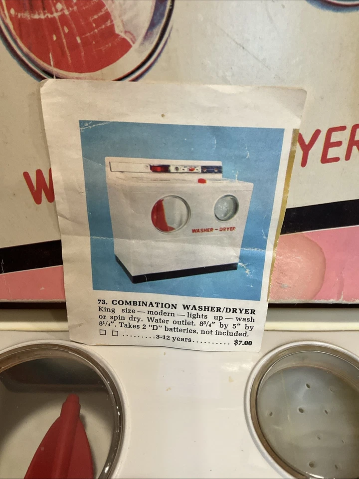 Lavadora secadora de juguete vintage de los años 60 ALPS Japón a batería con caja ¡funciona! Foto 2 de 4