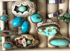 Navajo Zuni Native American Indian Vintage Sterling Silver Turquoise Jewelry Lot