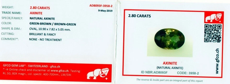 2.80 ct GFCO Certify NATURAL EARTH MINED AAA COLOR CHANGE AXINITE See VDO 3588 D - Image 3 of 3