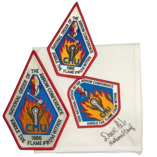 1986 National OA Conference CMU W/ Patch Set Neckerchief WHT Bdr (LB3246)
