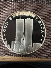 1 Troy Oz .999 Fine Silver 9/11 Rememberance Coin Twin Towers &Flag cameo proof 89.00 per troy oz
