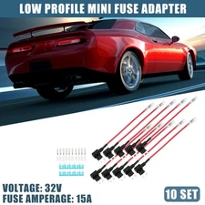 10 Set 32V Mini Fuse Tap Adapter Kit with 15A Blade Style Fuse for Cars Boats