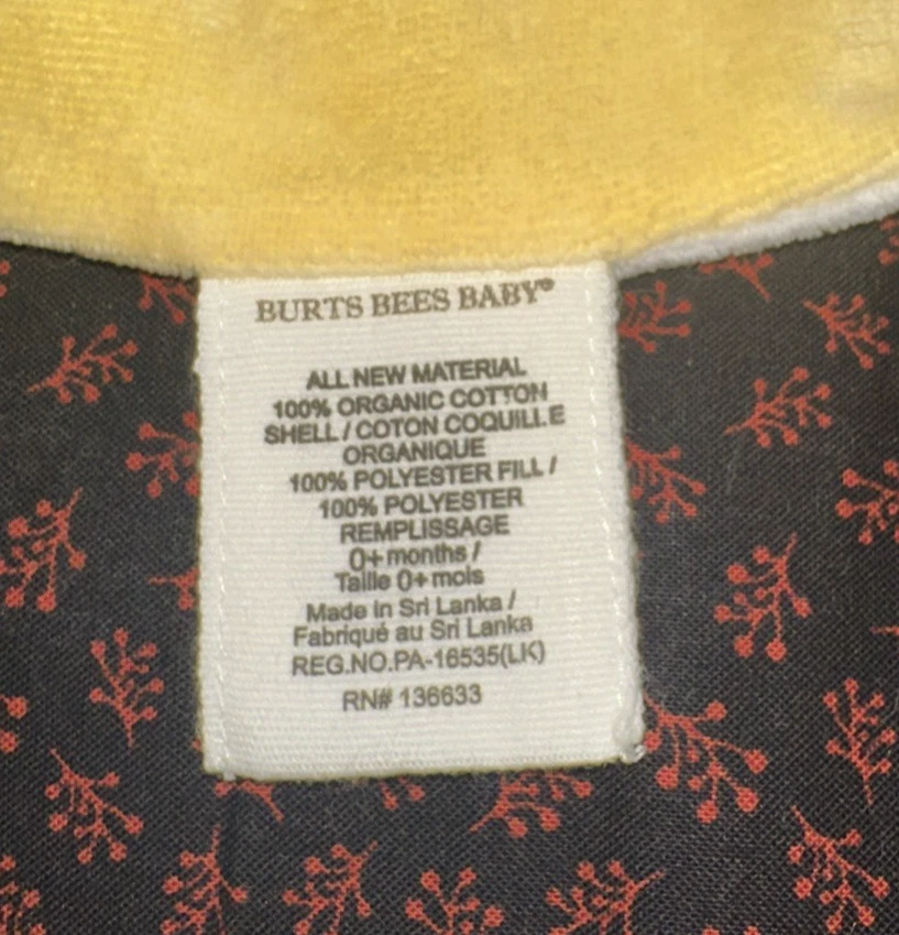 Manta de seguridad para bebé Burt's Bees Lovey Hold Me Bee amarilla, blanca algodón orgánico Foto 3 de 4