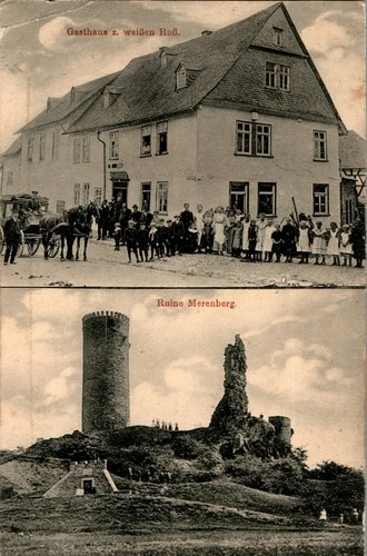 Postcard greeting from Merenberg Limburg Weilburg Gasthaus zum Weißen Roß 2 picture 1917