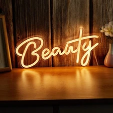 Beauty LED Neon Sign Letter Neon Lights for Bedroom USB Powered Wall Mounted ...