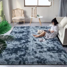 DweIke Fluffy Blue Grey Rugs for 4' x 6' (Rectangular), 