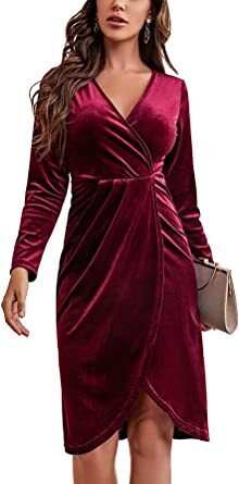 Laqeyko Velvet Dress for Women Wrap V 